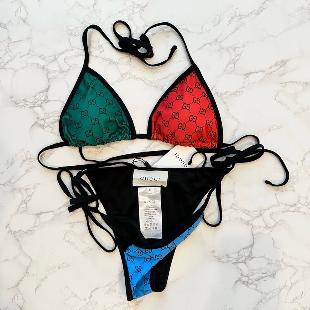 GG Monogram Color-block Vibrant Colored Bikini SZ L - Picture 15 of 15